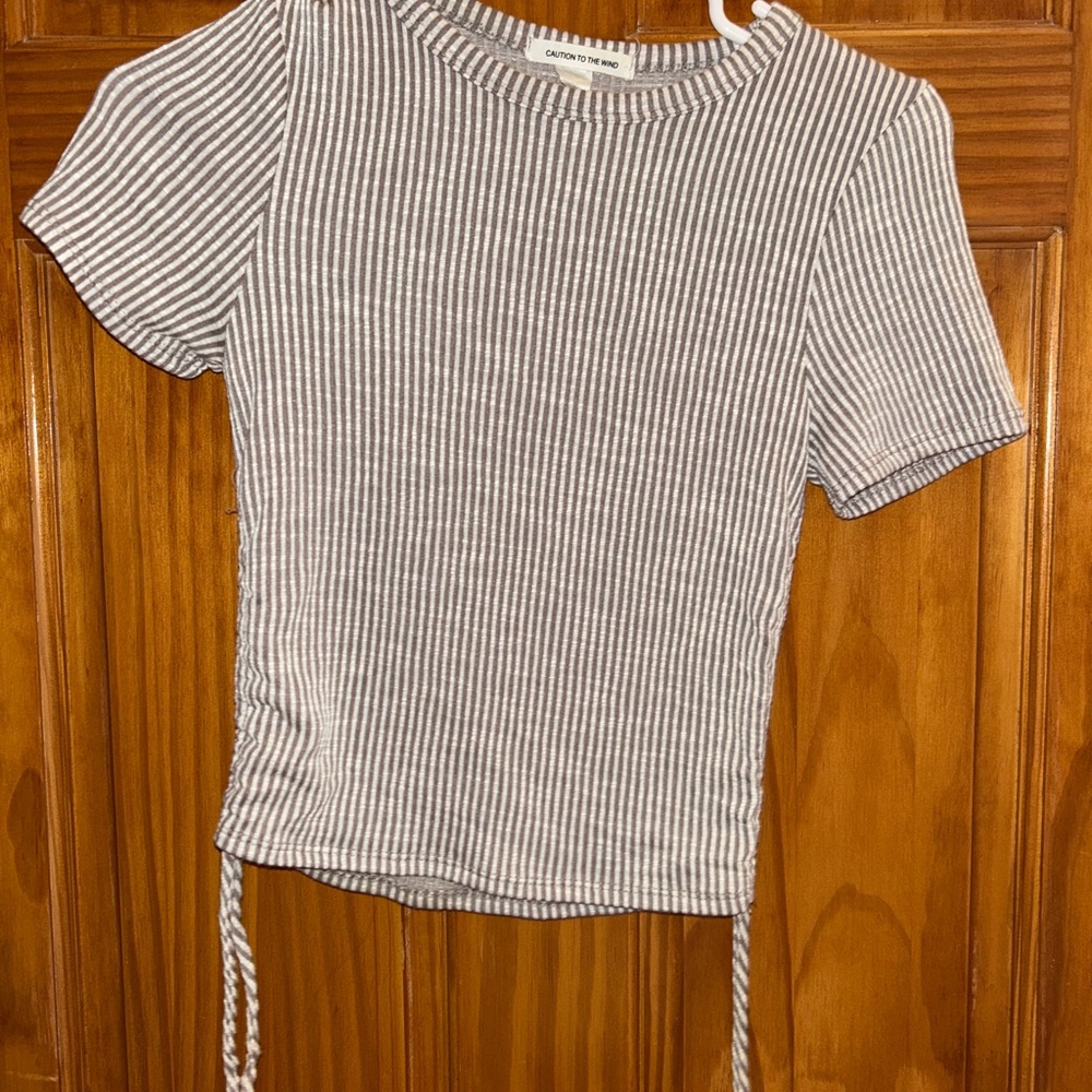Cotton On Black and White Ribbed Crop T-Shirt